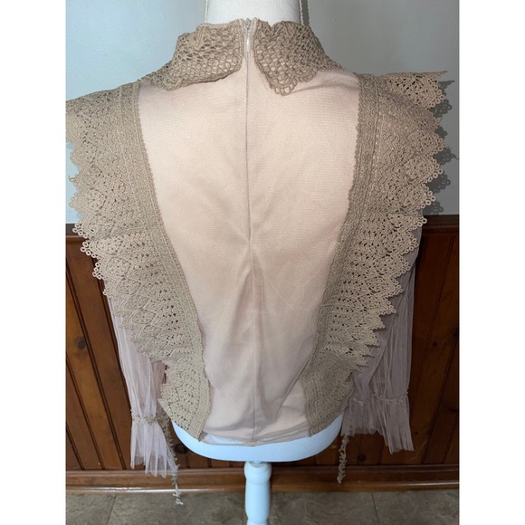 Womens Molly Bracket Sheer Overlay Embroidered Peasant Blouse - Picture 3 of 7